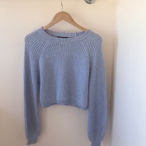 Light blue crew neck knit sweater